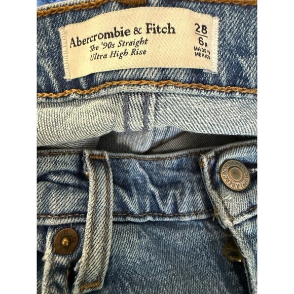 Abercrombie & Fitch the 90s Straight Jeans Ultra High Rise 28 Size 6 Women’s - Picture 12 of 13